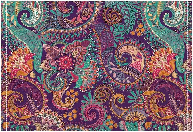 Mandala Placemats Set of 4 Vintage Bohemia Flower Art Printed Dining Table Mats for Restaurant Home Kitchen Holiday Picnic Party Decor 12x18in