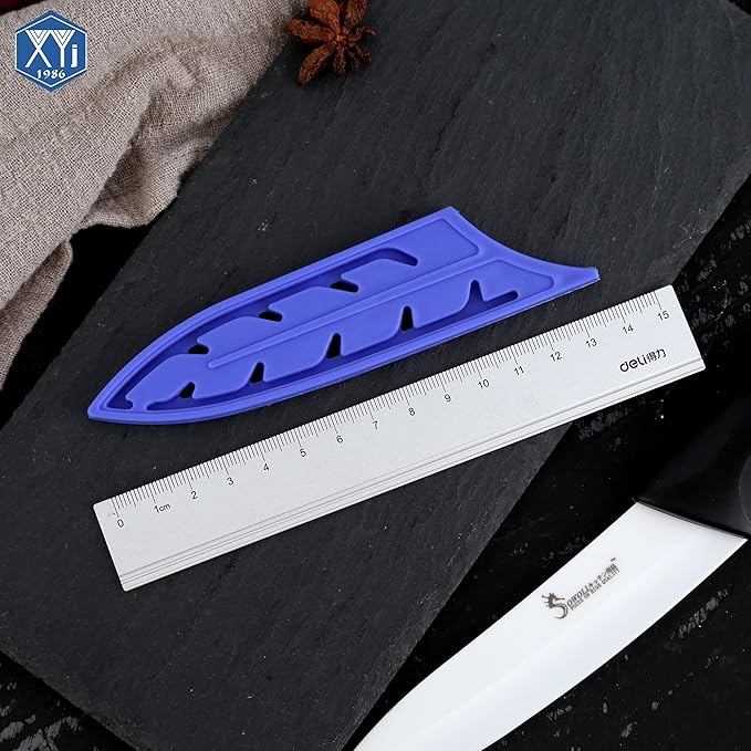 XYJ 2pcs/set Safety Knife Covers Sleeves Knives Edge Guard, Universal Knife Sheath, Utility Ceramic Knife Case Blade Guards Protector Blue Kitchen Knife Cover Sleeve (For 5'' Ceramic Knife)