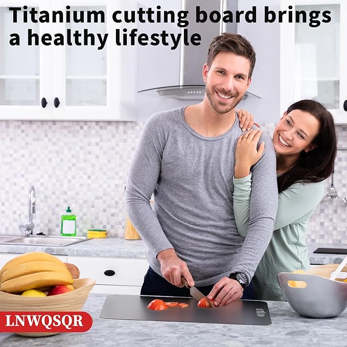 LNWQSQRTitanium cutting board for kitchen with Juice Groove,Scratch Resistant,Double-Sided Non-Toxic cutting board for kitchen Meat,Vegetables andFruits,Dishwasher Safe(15inch*11inch）