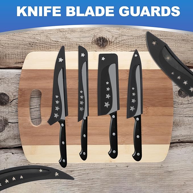 PATIKIL Plastic Safety Knife Cover Sleeves for 5.5" Boning Knife 6 x 1.6 Inch (LxW), 5 Pack Knife Blade Guard Protector Universal Kitchen Knife Sheath for Kitchen Bar, Black