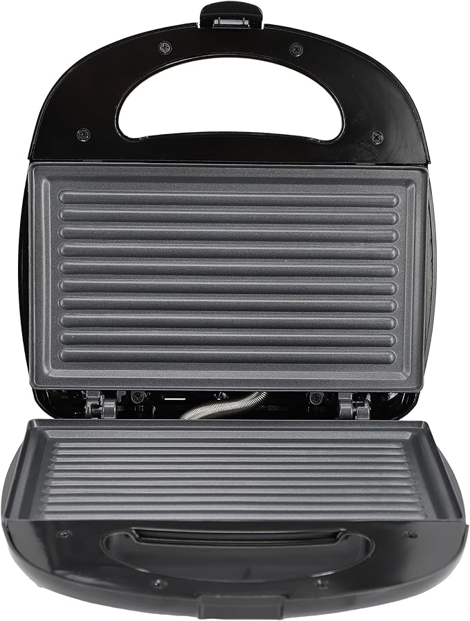 MegaChef Electric Compact Aluminum Nonstick Panin Press Grill Sandwich Maker, Countertop Appliance, Sandwich Grill, Upright Storage, Overheat Safety Protect (Grill Plate)