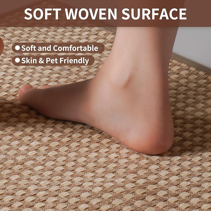 Kitchen Rugs Mat Non Slip Washable, Super Absorbent Kitchen Mats for Floor, Rubber Backing Soft Braided Standing Floor Mats Sink Mat Runner Rug, Easy to Clean and Maintain, Brown 17"x30"