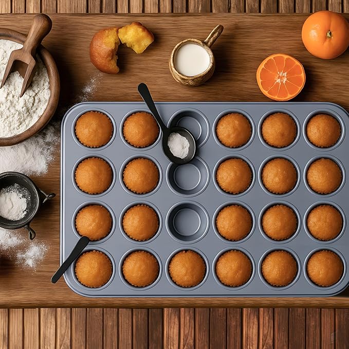 Acellegic 2 Set Mini Muffin Pans Carbon Steel Nonstick Bakeware for Oven Mini Cake Tart Quiche (24-cup)