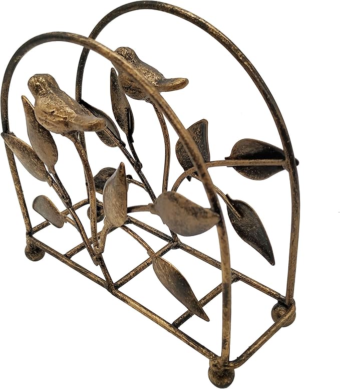 Cast Iron Bird & Tree Classic Napkin Holder/Tabletop Freestanding Tissue Dispenser, Bronze
