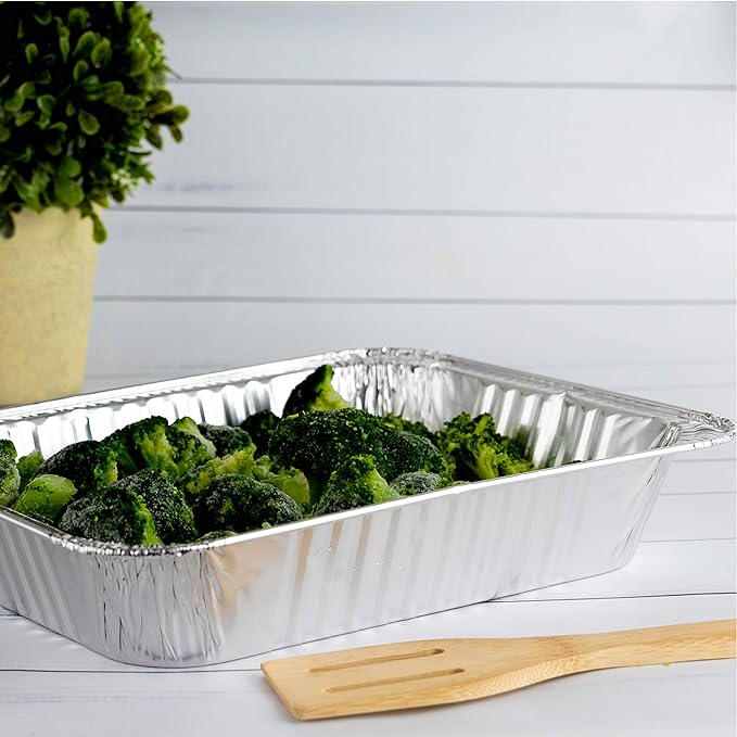 PLASTICPRO Disposable 9 x 13 Aluminum Foil Pans Half Size Deep Steam Table Bakeware - Cookware Perfect for Baking Cakes, Bread, Meatloaf, Lasagna Pack of 10