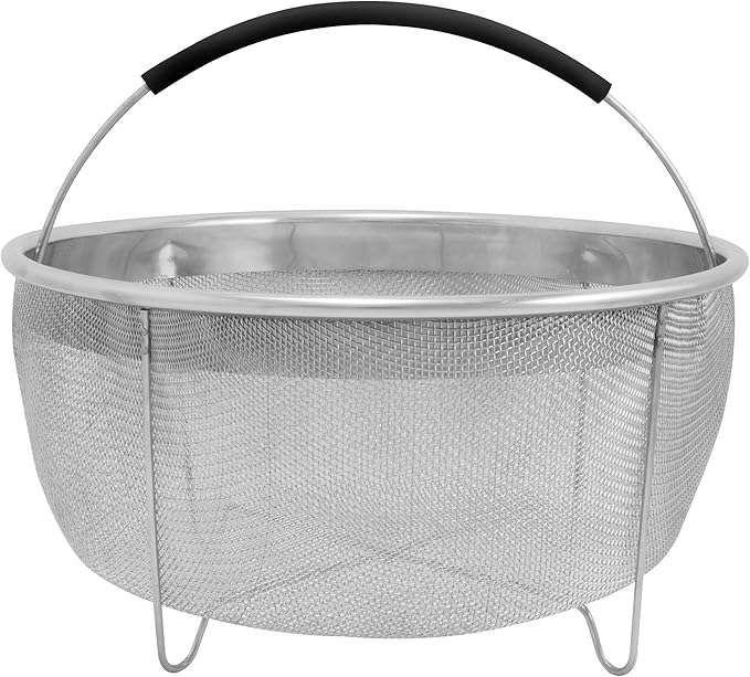 8 1/4" 3.75 Qt Stainless Steel Strainer Basket Black
