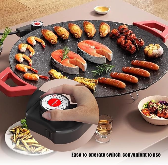 Non-Stick Electric Indoor Grill Pan, Multi-functional Electric Griddle Nonstick,Smokeless Grill with Adjustable Temperature, Portable Electric Griddle for Cooking Steaks,Pancakes & BBQ
