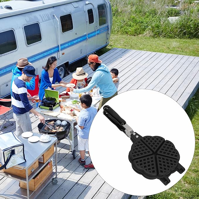 Waffle Maker Pan 5.9in, Aluminum Alloy Easy to Clean Stovetop Waffle Pan Sandwich Maker for Family Toast Breakfast Baking