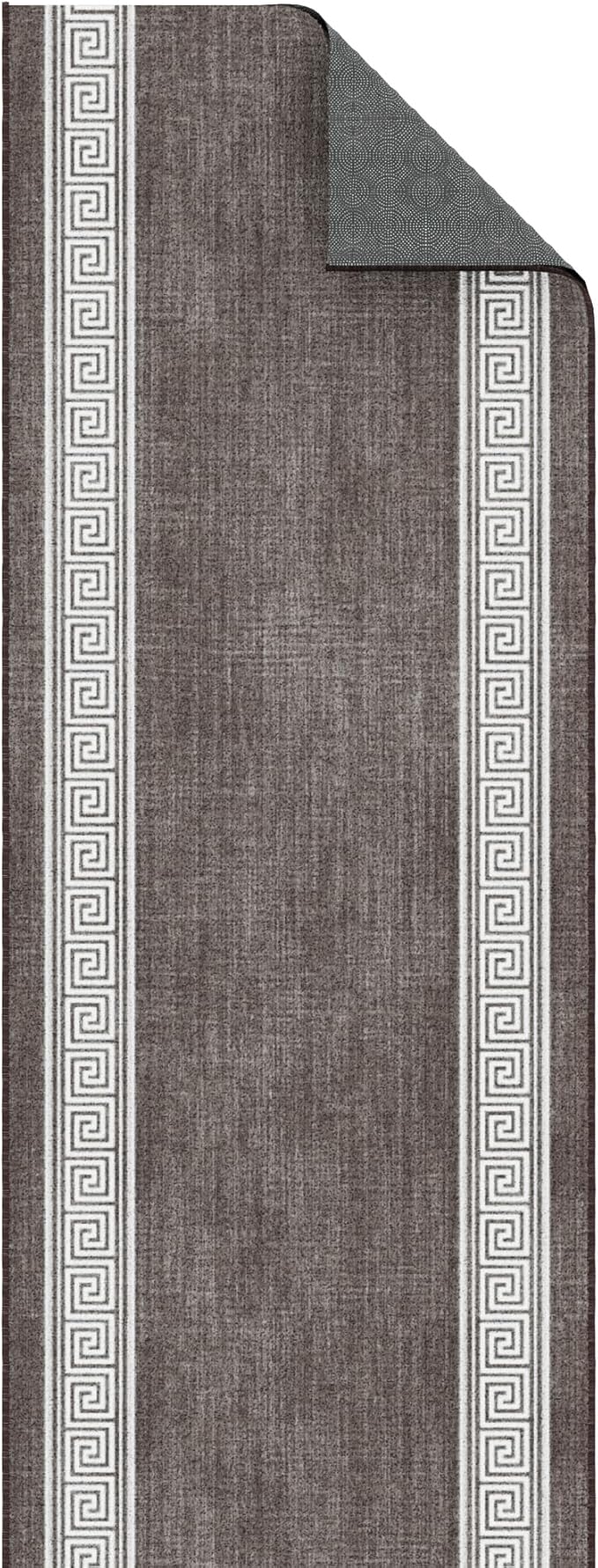 Ottomanson 3-Piece Kitchen Rug Set - Non Slip Runner & Washable Mat - 1'11" x 3' + 1'11" x 4' + 1'11"' x 5' - Durable, Stain Resistant for Entryway, Bedroom and Bathroom, Greek Border Brown