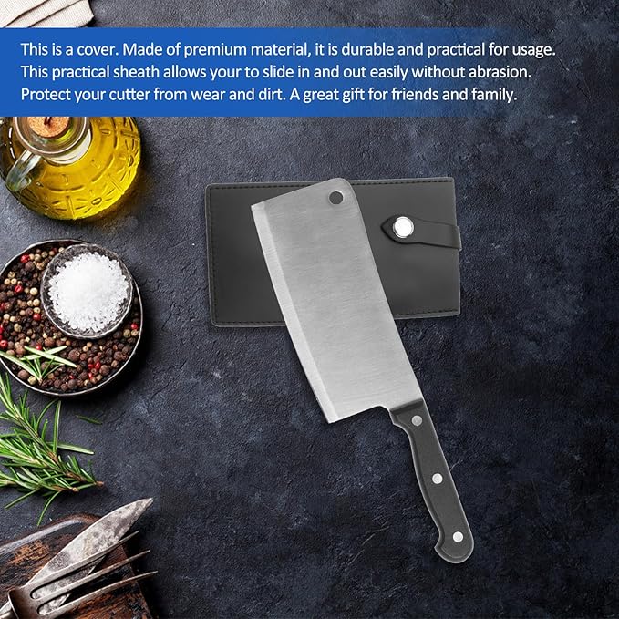 DIYEAH PU Leather Chef Knife Cover Cutter Protector Sheath 17.8X10Cm Kitchen Knife Guard Sleeve for Home Cooking Safety