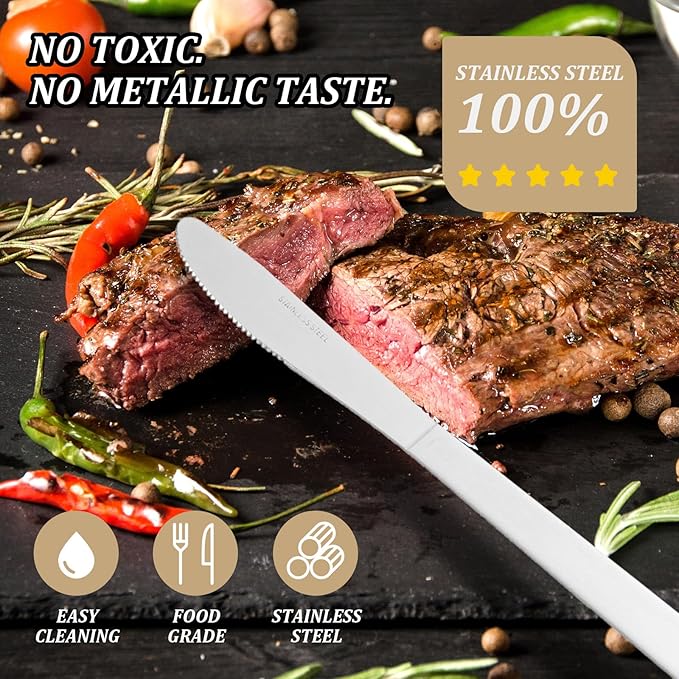 72 PCS Dinner Knifes Set - Windsor Stainless Steel Table Knives 8.7 Inch with Dishwasher Safe Butter Knives,Metal Butter Knofe,Dinner Knife Silverware for Home,Kitchen or Restaurant