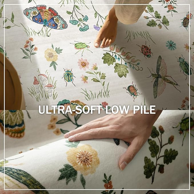 Machine Washable Kitchen Runner Rugs: 2'x6' Entryway Rug Runner Stain Resistant Non Slip Low Pile Soft Carpet Runners for Hallways Indoor Entryway Kitchen Laundry Room Bedroom Farmhouse