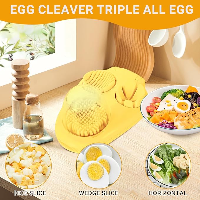 1 Pack Egg Slicer with 3 Cutting Options, Stainless Steel Wire Egg Cutter for Hard Boiled Eggs, Soft Fruits, Vegetables and Mushrooms, Kitchen Prep Tool
