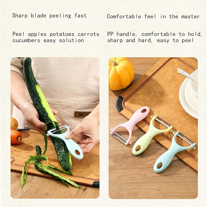 6 PCS Vegetable Peeler Set with Sharp Blade，Vegetable Peelers for Kitchen，Small Blade Glass, Peelers for Kitchen，Y Peeler for Apple Veggie Potatoes Fruits Carrot (Pink/Blue/Green)