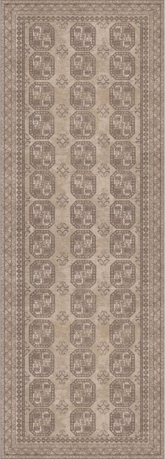 Kuden 2'6"x7' Runner Rug, Machine Washable Area Rug with Non-Slip Backing, Vintage Style, Soft, Easy Clean, Low Pile Rug for Hallway, Entryway, Kitchen, Bedroom