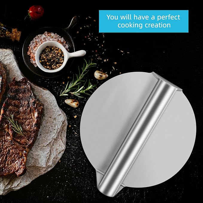 Burger Press Patty Maker,Stainless Steel Smash Burger Press With 100Pcs Parchment Papers,6.3inches Hamburger Smasher Tool,Burger Smasher for Griddle， Smashburger,Bacon,Ground Beef,Meat,Sausage