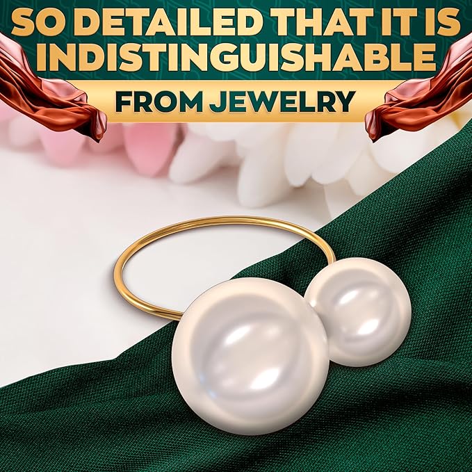 Gold Pearl Napkin Rings Set of 12 – Easter Napkin Rings | Easter Table Decor with Faux Pearls | Reusable, Metal & Scratch-Resistant Finish - for Weddings, Banquets, Holiday Easter Dinner & Gift Giving