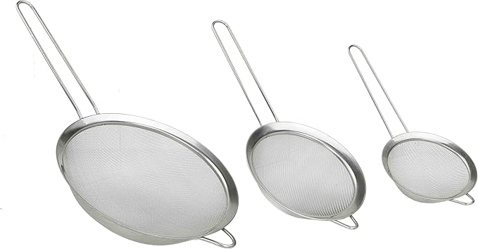 Home Basics Mesh Stainless Steel Strainer 3 Piece Set, Silver