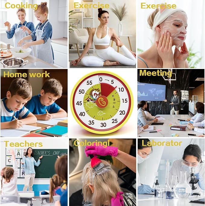 Kitchen Timer for Cooking,Chef Cooking Timer Clock,No Batteries Required,Visual Dial Timers,60-Minute Countdown,Mechanical Clockwork,Magnetic Base,Ringer Alert,Timers for Kitchen/Study/Gym/Work,Orange