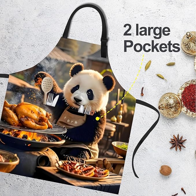 Funny Cat Apron with 2 Pockets Waterproof for Men Women Kitchen Garden Decor