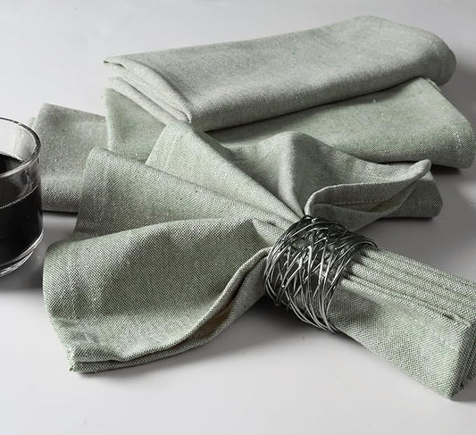 Native Fab Solid Chambray Cloth Napkin Set of 12, 100% Cotton, Washable, Reusable Dinner Cloth Napkin 17x17 inches, Table Decor Napkins for Dinner, Events, Olive Green
