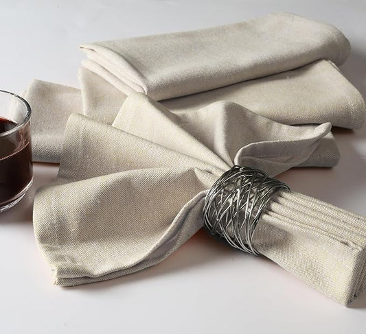 Native Fab Solid Cloth Napkin Set of 12, 100% Chambray Cotton, Washable, Reusable Dinner Cloth Napkin 17x17 inches, Table Decor Napkins for Dinner, Events, Beige