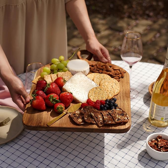 Twine Large Serving Board, Charcuterie Boards Accessories Appetizer Serving Tray, Large Cutting Board Acacia Wood Serving Tray Set of 1