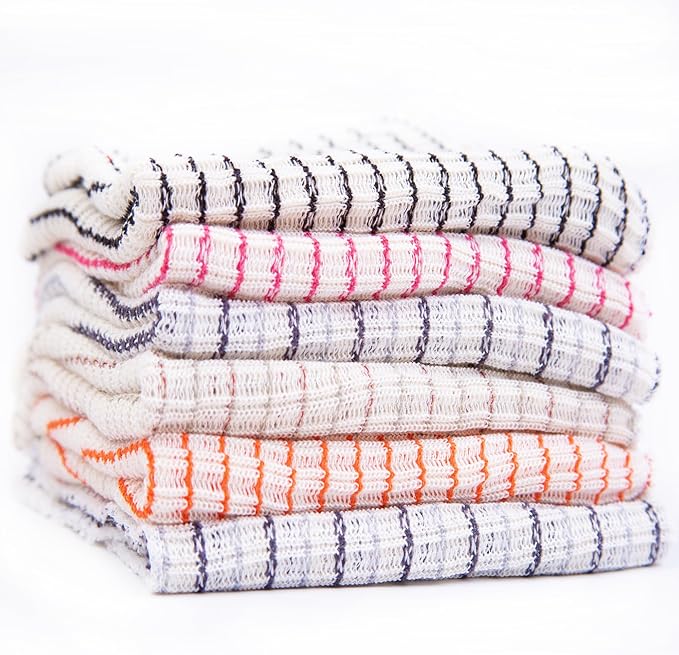 World's Best Kitchen Dish Cloths - Set of 12 Assorted Dishcloths for Washing Dishes - Absorbent Poly Cotton Waffle Weave Dish Rags, Made in USA
