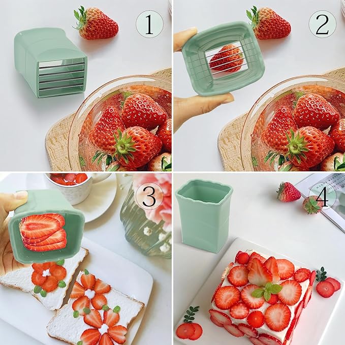 2-Pack Strawberry Slicer Cup Cutter: Fruit Cup Cutter Slicer Cup Chopper for Strawberries Egg Banana Slicer Quickly Making Fruit Vegetable Salad Strawberry Cutter Mini Slicer Kitchen Gadget