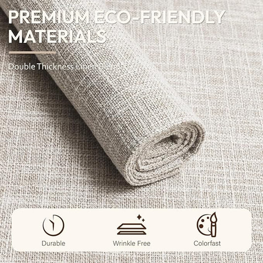 Blue Forest Placemats Set of 4, Dual-Layered Thickened Faux Linen Cloth Place Mats Heat Resistant Machine Washable Wrinkle Free Table Mats Indoor/Outdoor (Cream Beige)