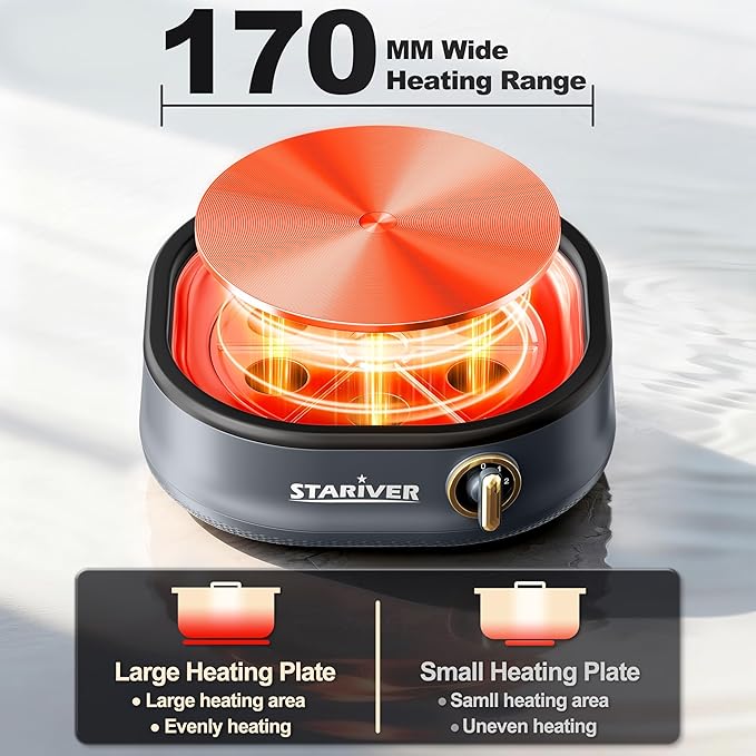 Stariver 3L Non-Stick Hot Pot Electric with Dual-Power Control,Electric Shabu Shabu Pot with Removable Pot, Electric Pot with Tempered Glass Lid for Party, Family Gathering（Golden）