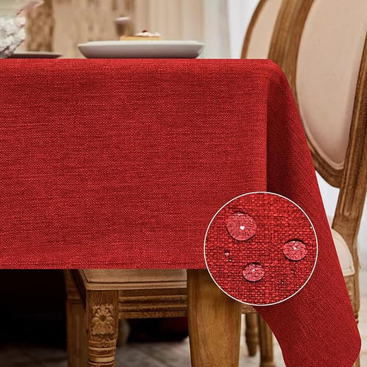 BALCONY & FALCON Rectangle Tablecloth Washable Wrinkle Resistant and Water Proof Table Cloth Decorative Linen Fabric Tablecloths for Dining Parties Kitchen Wedding and Outdoor Use (Red, 57x85)