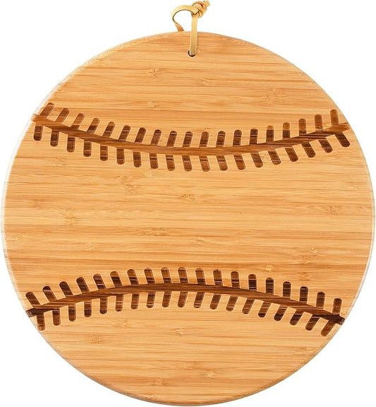 Totally Bamboo Baseball Shaped Bamboo Wood Cutting Board and Charcuterie Board, Great Gift for Baseball Fans