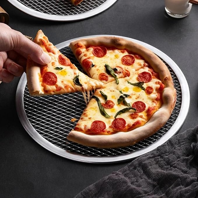 Fonteme 8-inch Aluminum Pizza Screen | Commercial Grade Pizza/Baking Screen for Oven | Pizza Baking Tray for Home And Restaurant | Round, Aluminum, 8-inch [1PK]