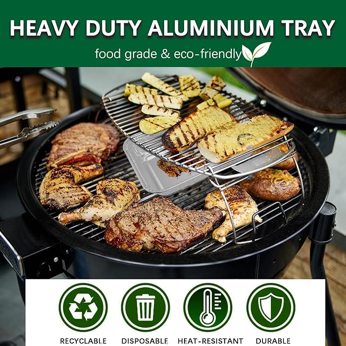 Whaleme 35 Pack Grill Drip Pans Compatible Weber 6415 - Grill Accessories for Weber Spirit, Genesis, Traveler, Q Series, Disposable Aluminum Foil Grease Tray Liners 8.5" X 6"