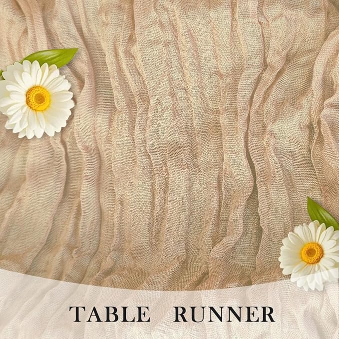 3 Pack Beige Cheesecloth Table Runner -17×120 Inch Gauze 10 FT Long Cheese Cloth Table Runners for Bridal Wedding Party Baby Shower Holiday Birthday Home Easter Decor (Beige, 3PC)