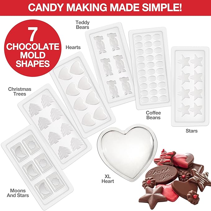 Electric Chocolate Melting Pot Set- Valentines Day Candy Bar Making or Fondue Fountain Kit w/ 30 Bonus Accessories-Dip, Drizzle & Decorate Strawberries, Marshmallows, Snacks- Party Appetizers Desserts