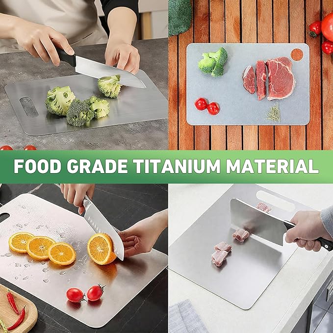 Katuchef Titanium Cutting Board, 2026 New 100% Pure Titanium Cutting Boards for Kitchen, Titan Cut Pro Non Toxic Double Sided Chopping Board Dishwasher Safe Durable Cut for Meat Fruit Vegetable(S+M+L)