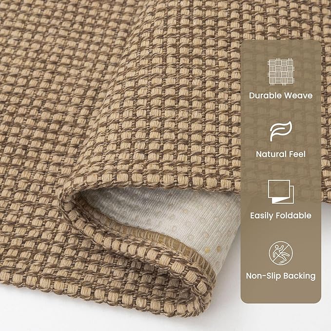 Braided Runner Rug 3x18 Ft Washable Runners for Hallways Non Slip Kitchen Runner Rug Cotton Long Entryway Runner Indoor, Woven Carpet for Hall Stair Entryway, Orange/Tan/Brown
