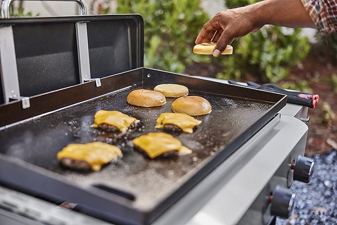 Weber Griddle Press – Heavy‑Duty Cast‑Iron Press for Bacon, Burgers & Paninis with Non-Stick Textured Surface