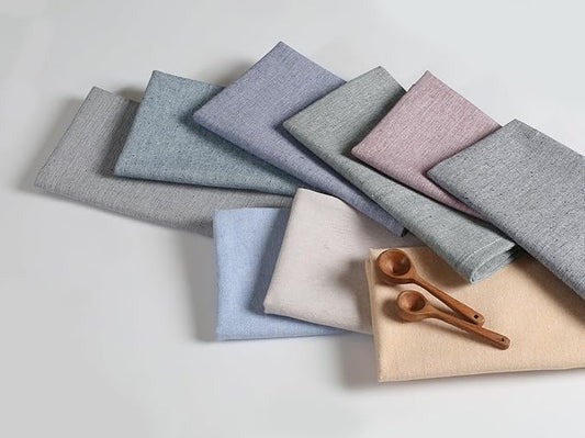 Native Fab Set of 12 Chambray Cloth Napkins - 100% Cotton, 17x17 Inches, Soft, Durable, Washable, Reusable Dinner Napkins - Table Linen for Wedding, Restaurant, Kitchen, Parties, Daily Use, Black