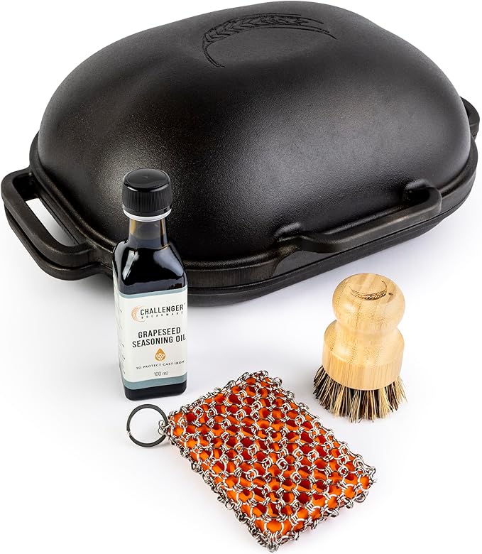 Challenger Bread Pan Cast Iron Sourdough Dutch Oven with Lid & Care Kit for Artisan Sourdough and Homemade Bread Baking - Made in USA