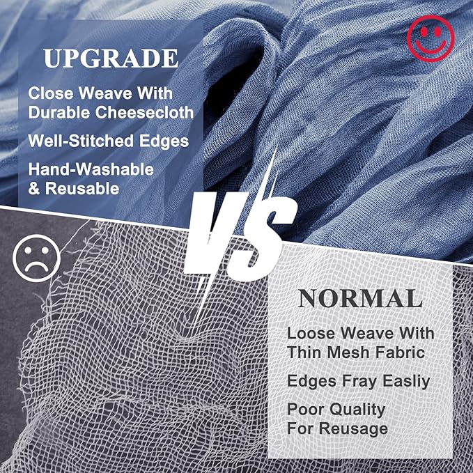 Wokceer Cheesecloth Table Runner 2Pack 10FT Blue Boho Gauze Cheese Cloth Table Runner for Party Long Rustic Sheer Table Runners for Baby Bridal Shower Wedding Easter Table Decor