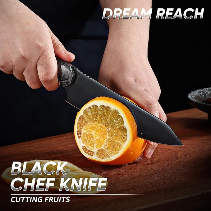 Dream Reach Butcher Knife Set - 3PCS Black Cleaver Knives Kit for Meat Cutting BBQ Outdoor Hand Forged Serbian Chef Cleaver for Mother Father Gift Idea