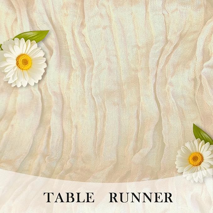 3 Pack Ivory Cheesecloth Table Runner -17×120 Inch Gauze 10 FT Long Cheese Cloth Table Runners for Bridal Wedding Party Baby Shower Holiday Birthday Home Easter Decor (Ivory, 3PC)
