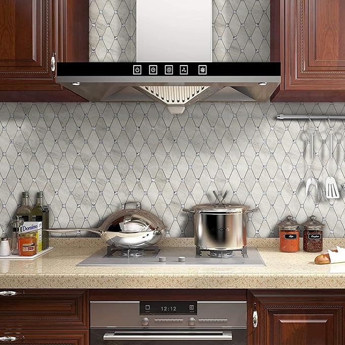 STICKGOO Peel and Stick Backsplash, 10 Sheets Beige Stone Texture Stick on Backsplash, Self Adhesive Wall Tile Sticker