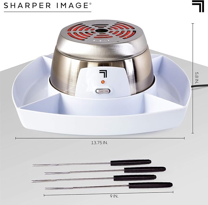 Sharper Image Electric Tabletop S'mores Maker for Indoors, 6-Piece Set, Includes 4 Skewers & 4 Serving Compartments, Easy Cleaning & Storage, Tabletop Marshmallow Roaster, Family Fun For Kids Adults