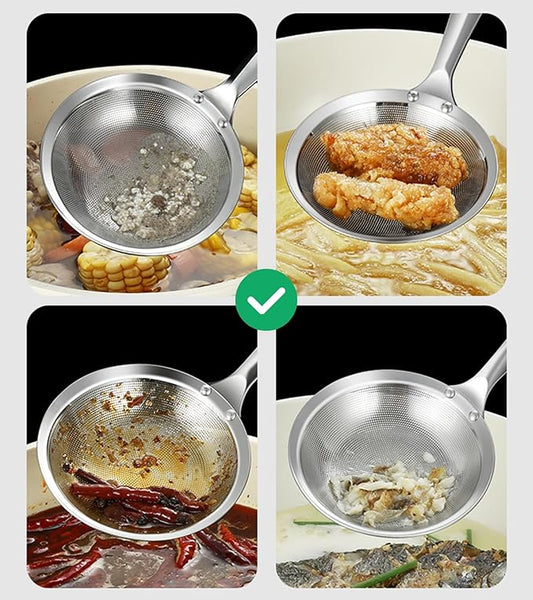 Ugotit Hot Pot Skimmer Spoon, Fine Mesh Strainer with Long Handle, Broth Foam Filter Ladle for Seafood, Meat and Vegetables (DIA 4.3 Inch)