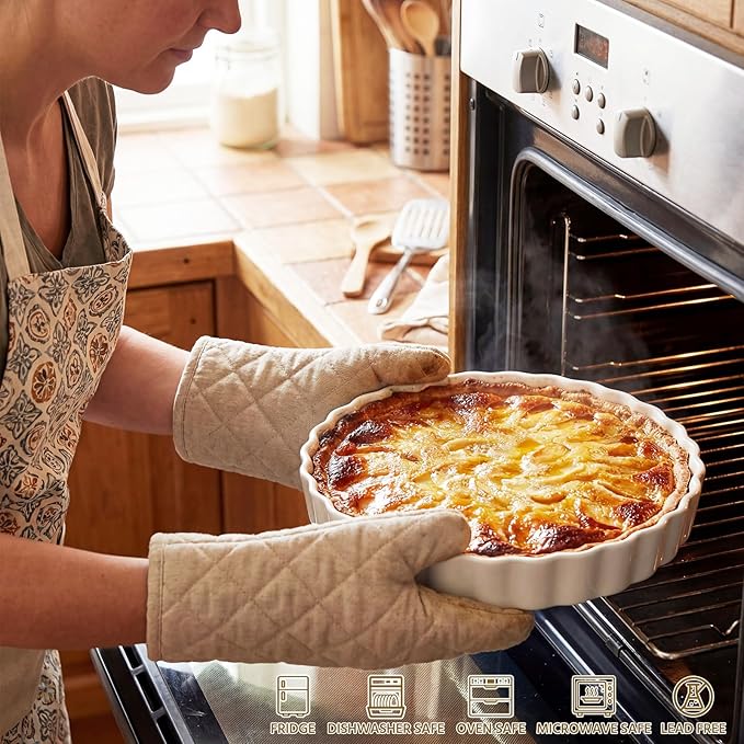 4 Packs Ceramic Pie Pan Set 6"/7"/9"/11" Deep Pie Plate Round Baking Dish Quiche Baking Dish Bakeware Tart Molds Oven Safe for Serving