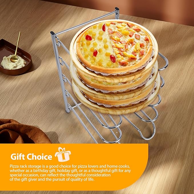 AshKiz Pizza Rack, Pizza Pan Rack, 5 Tier Stainless Steel Pizza Riser, Compact and Convenient Design for Easy Storage Multiple Pizzas pan 10.43" L x 8.52" W x 13" H